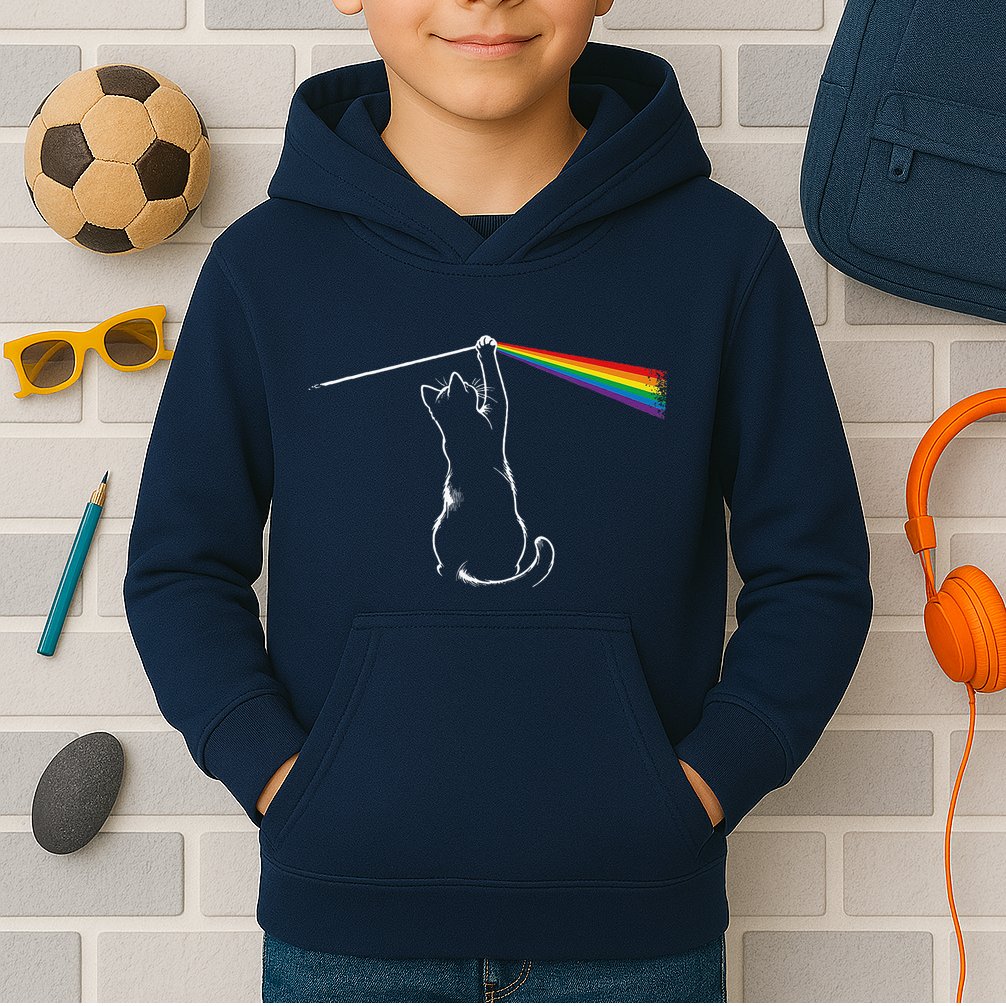 Cat Prism Rainbow Light Funny Physics Science Spectral Cat Kids Hoodie