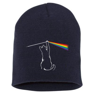 Cat Prism Rainbow Light Funny Physics Science Spectral Cat Short Acrylic Beanie