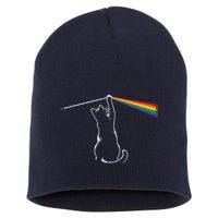 Cat Prism Rainbow Light Funny Physics Science Spectral Cat Short Acrylic Beanie