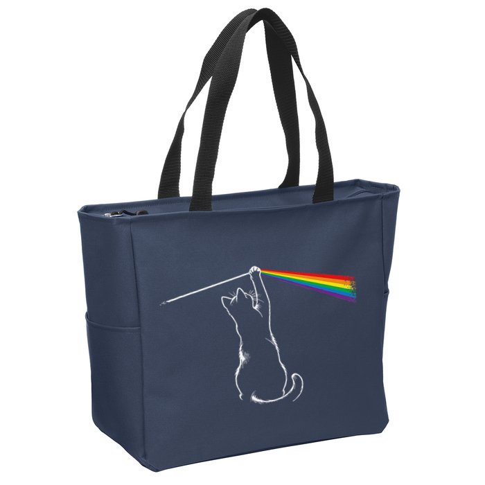 Cat Prism Rainbow Light Funny Physics Science Spectral Cat Zip Tote Bag
