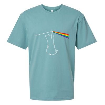 Cat Prism Rainbow Light Funny Physics Science Spectral Cat Sueded Cloud Jersey T-Shirt
