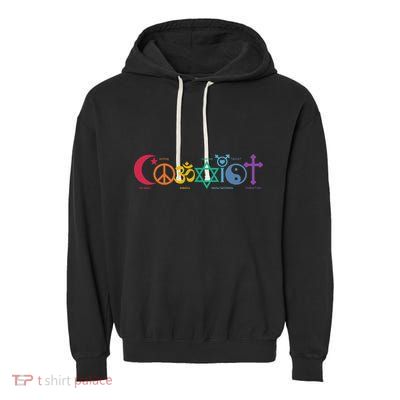 Coexist Peace Religion Equality Rights Humanity Spirituality Garment-Dyed Fleece Hoodie