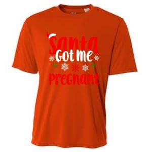 Christmas Pregnancy Santa Got Me Pregnant Gift Cooling Performance Crew T-Shirt