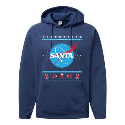 Cool Pixle S.A.N.T.A Take Off Holiday Christmas Sweater Performance Fleece Hoodie