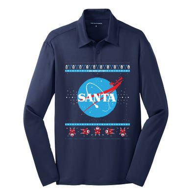 Cool Pixle S.A.N.T.A Take Off Holiday Christmas Sweater Silk Touch Performance Long Sleeve Polo