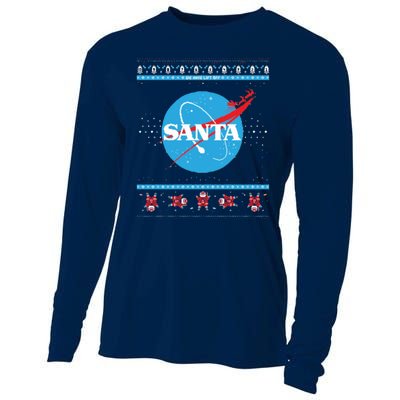 Cool Pixle S.A.N.T.A Take Off Holiday Christmas Sweater Cooling Performance Long Sleeve Crew