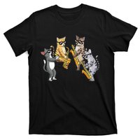 Cats Playing Saxophone Jazz Sax Musician Saxophonist T-Shirt