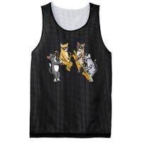 Cats Playing Saxophone Jazz Sax Musician Saxophonist Mesh Reversible Basketball Jersey Tank