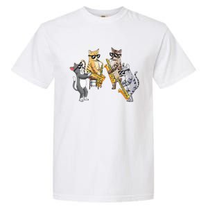 Cats Playing Saxophone Jazz Sax Musician Saxophonist Garment-Dyed Heavyweight T-Shirt