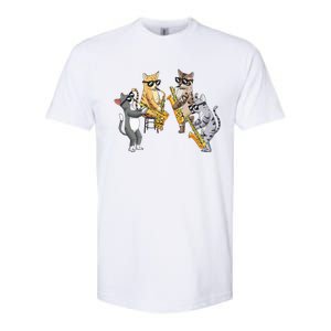 Cats Playing Saxophone Jazz Sax Musician Saxophonist Softstyle CVC T-Shirt