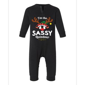 Christmas Pjs Sassy Xmas Reindeer Matching Infant Fleece One Piece