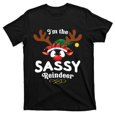 Christmas Pjs Sassy Xmas Reindeer Matching T-Shirt