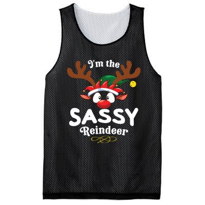 Christmas Pjs Sassy Xmas Reindeer Matching Mesh Reversible Basketball Jersey Tank