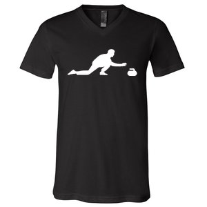 Curling Patent Stone V-Neck T-Shirt