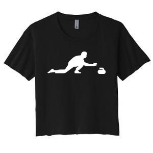 Curling Patent Stone Women's Crop Top Tee