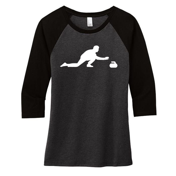 Curling Patent Stone Women's Tri-Blend 3/4-Sleeve Raglan Shirt