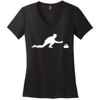 Curling Patent Stone Women's V-Neck T-Shirt