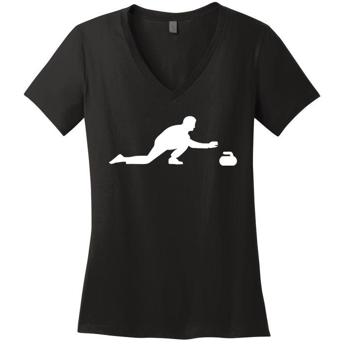 Curling Patent Stone Women's V-Neck T-Shirt