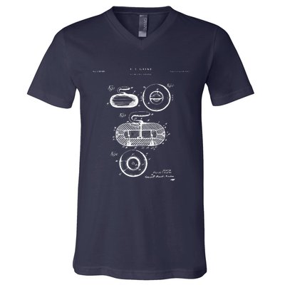 Curling Patent Stone V-Neck T-Shirt