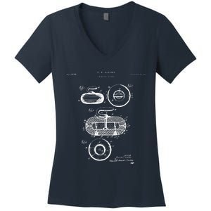 Curling Patent Stone Women's V-Neck T-Shirt