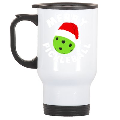 Christmas Pickleball Santa Hat Pickleball Player Xmas Gift Stainless Steel Travel Mug