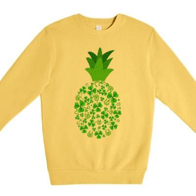 Cute Pineapple Shamrock Leaf Clover Saint Patrick's Day Premium Crewneck Sweatshirt