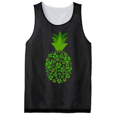 Cute Pineapple Shamrock Leaf Clover Saint Patrick's Day Mesh Reversible Basketball Jersey Tank