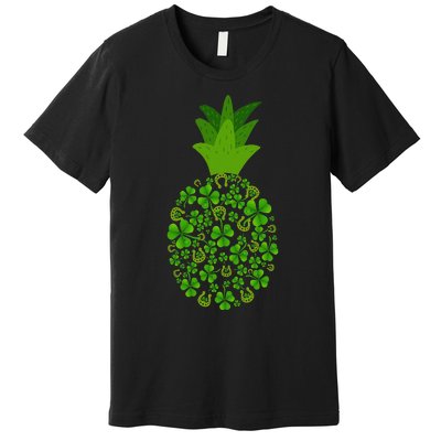 Cute Pineapple Shamrock Leaf Clover Saint Patrick's Day Premium T-Shirt