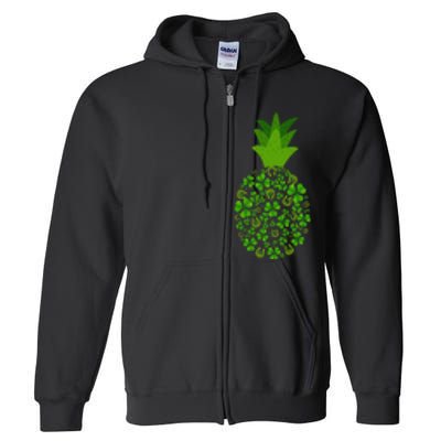 Cute Pineapple Shamrock Leaf Clover Saint Patrick's Day Full Zip Hoodie