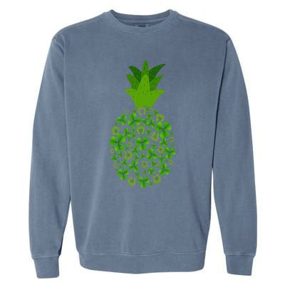 Cute Pineapple Shamrock Leaf Clover Saint Patrick's Day Garment-Dyed Sweatshirt