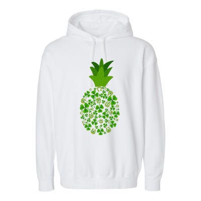 Cute Pineapple Shamrock Leaf Clover Saint Patrick's Day Garment-Dyed Fleece Hoodie