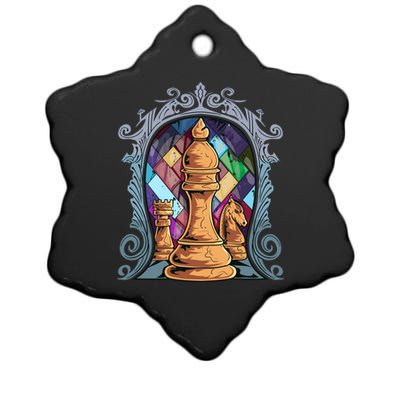 Chess Pieces Stained Glass Artwork Unique Chess Player Board Meaningful Gift Ceramic Star Ornament