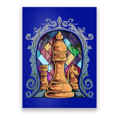 Chess Pieces Stained Glass Artwork Unique Chess Player Board Meaningful Gift Poster