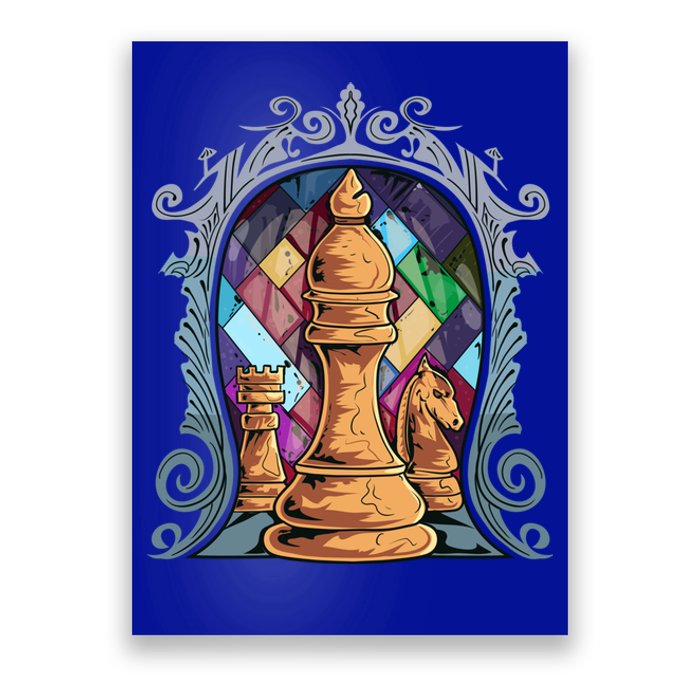 Chess Pieces Stained Glass Artwork Unique Chess Player Board Meaningful Gift Poster