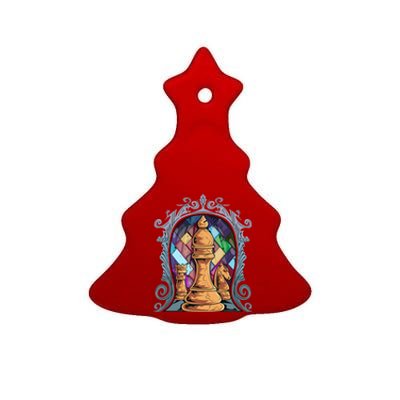 Chess Pieces Stained Glass Artwork Unique Chess Player Board Meaningful Gift Ceramic Tree Ornament