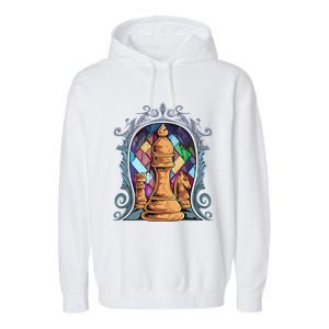 Chess Pieces Stained Glass Artwork Unique Chess Player Board Meaningful Gift Garment-Dyed Fleece Hoodie