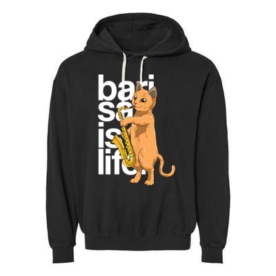 Cat Playing Saxophone Cat Jazz Sax Saxophonist Cat Musician Garment-Dyed Fleece Hoodie