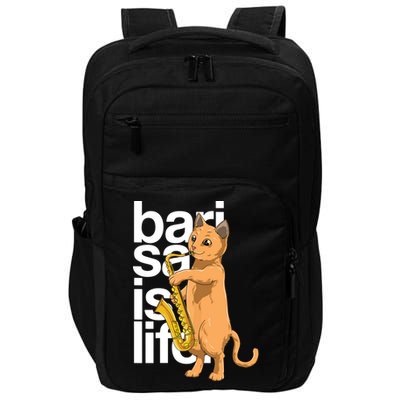 Cat Playing Saxophone Cat Jazz Sax Saxophonist Cat Musician Impact Tech Backpack