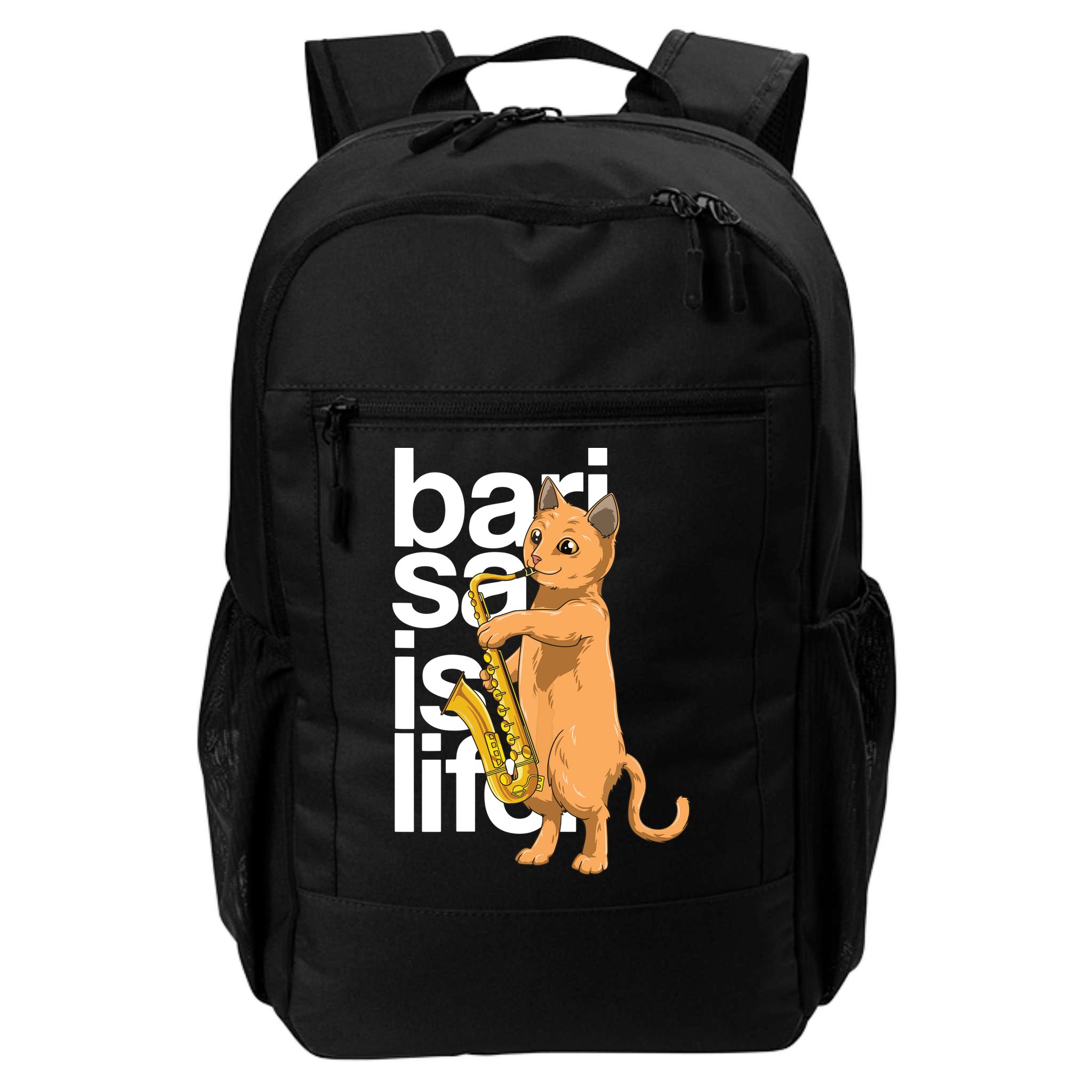 Cat Playing Saxophone Cat Jazz Sax Saxophonist Cat Musician Backpack