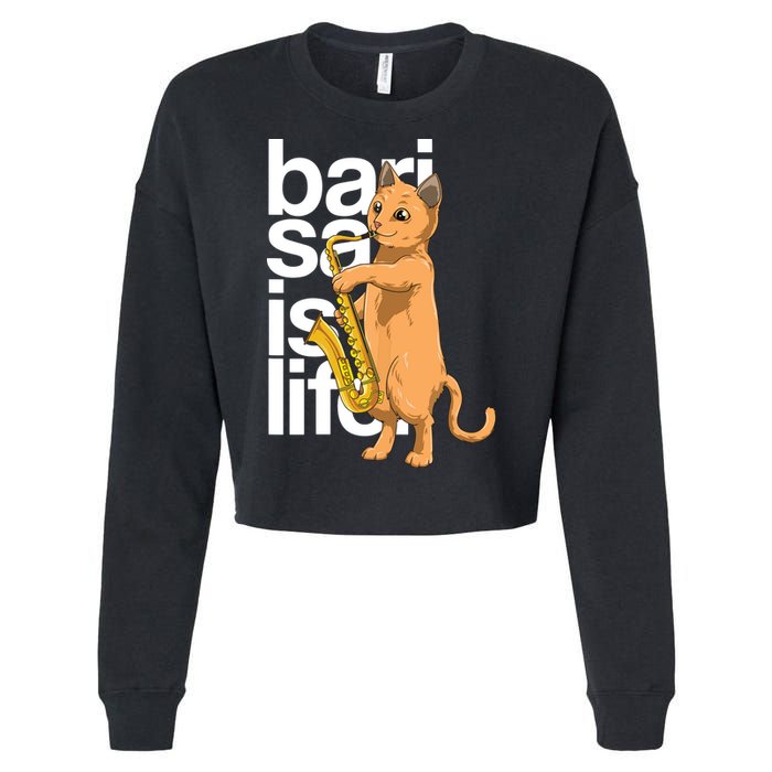 Cat Playing Saxophone Cat Jazz Sax Saxophonist Cat Musician Cropped Pullover Crew
