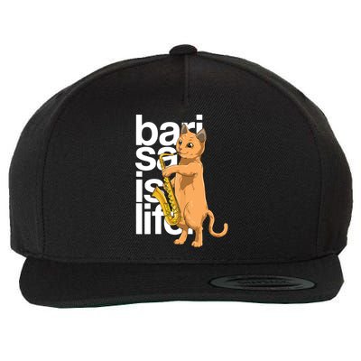 Cat Playing Saxophone Cat Jazz Sax Saxophonist Cat Musician Wool Snapback Cap
