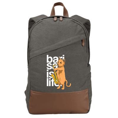 Cat Playing Saxophone Cat Jazz Sax Saxophonist Cat Musician Cotton Canvas Backpack