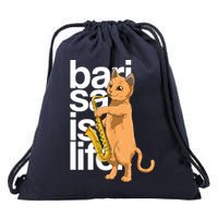 Cat Playing Saxophone Cat Jazz Sax Saxophonist Cat Musician Drawstring Bag