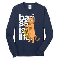 Cat Playing Saxophone Cat Jazz Sax Saxophonist Cat Musician Tall Long Sleeve T-Shirt