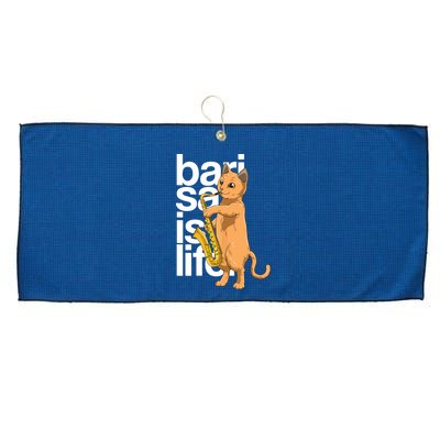 Cat Playing Saxophone Cat Jazz Sax Saxophonist Cat Musician Large Microfiber Waffle Golf Towel