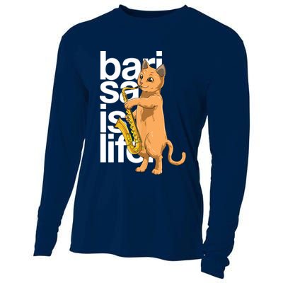 Cat Playing Saxophone Cat Jazz Sax Saxophonist Cat Musician Cooling Performance Long Sleeve Crew