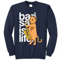 Cat Playing Saxophone Cat Jazz Sax Saxophonist Cat Musician Tall Sweatshirt