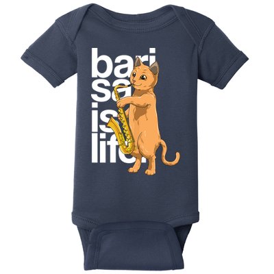 Cat Playing Saxophone Cat Jazz Sax Saxophonist Cat Musician Baby Bodysuit