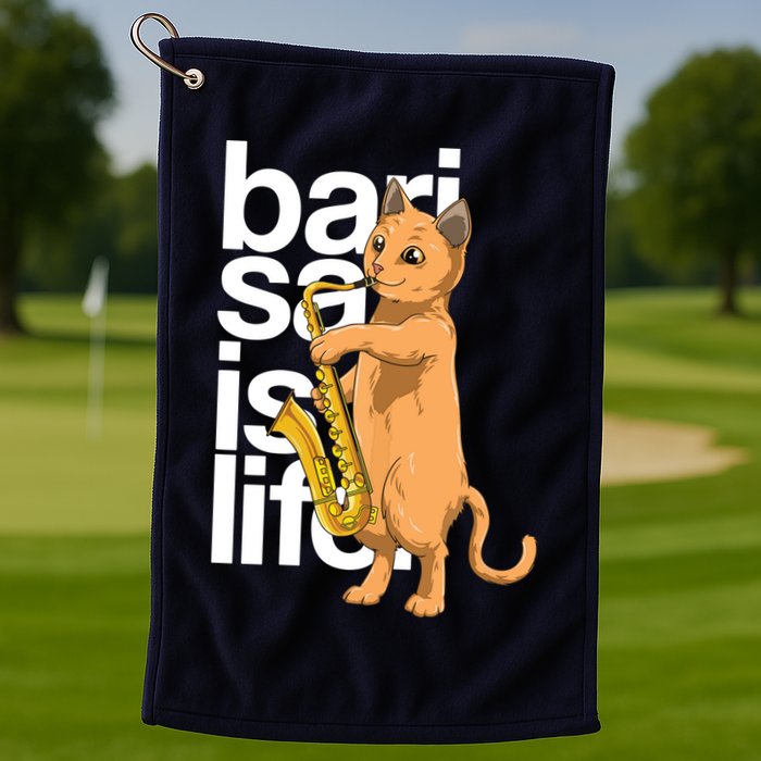 Cat Playing Saxophone Cat Jazz Sax Saxophonist Cat Musician Golf Towel