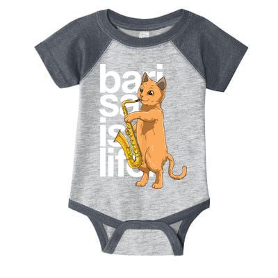 Cat Playing Saxophone Cat Jazz Sax Saxophonist Cat Musician Infant Baby Jersey Bodysuit